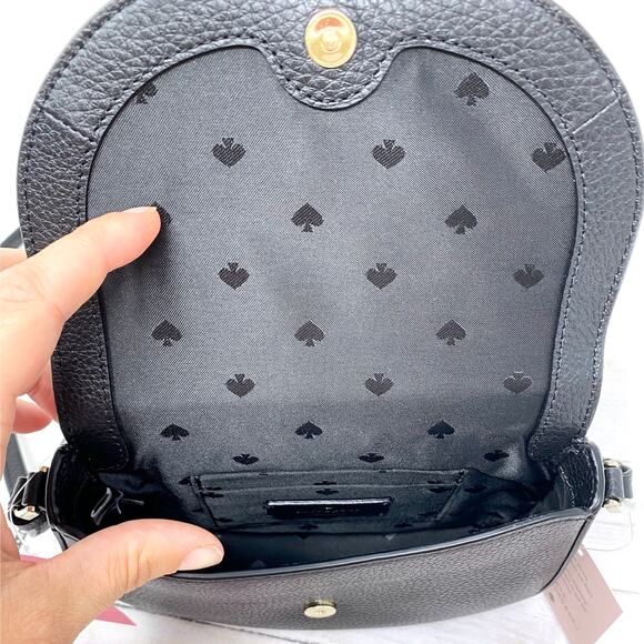 Kate Spade Leila Mini Flap Crossbody Purse in Black Leather wlr00396